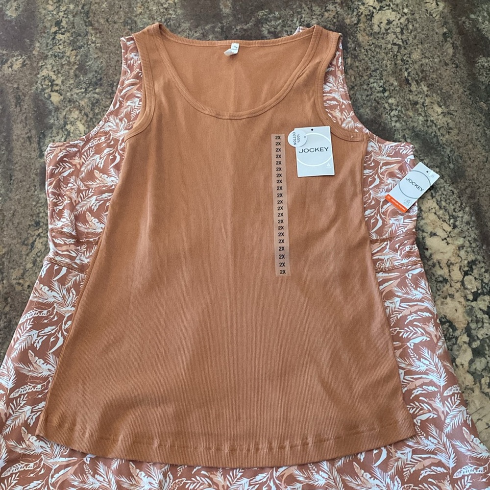 JOCKEY 2-pc Coordinating Set: 1X Sleeveless Dress w/ pockets + 2X Rib Tank, NWT - Picture 3 of 14